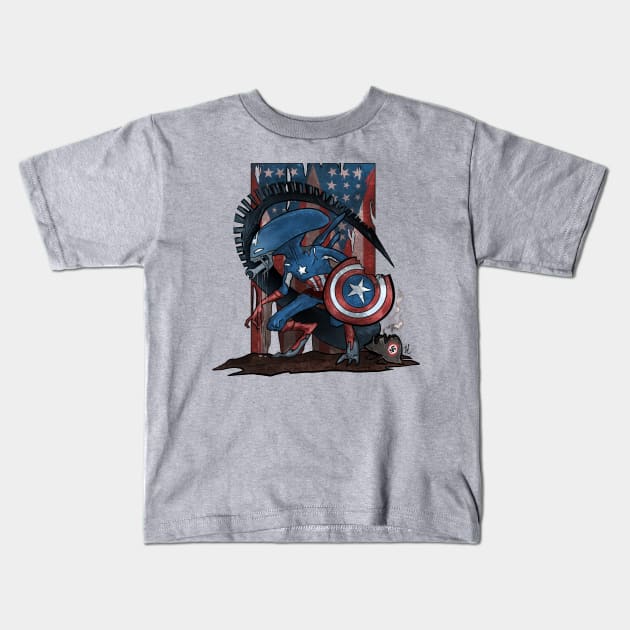 CaptainXenamerica Kids T-Shirt by lauracooper